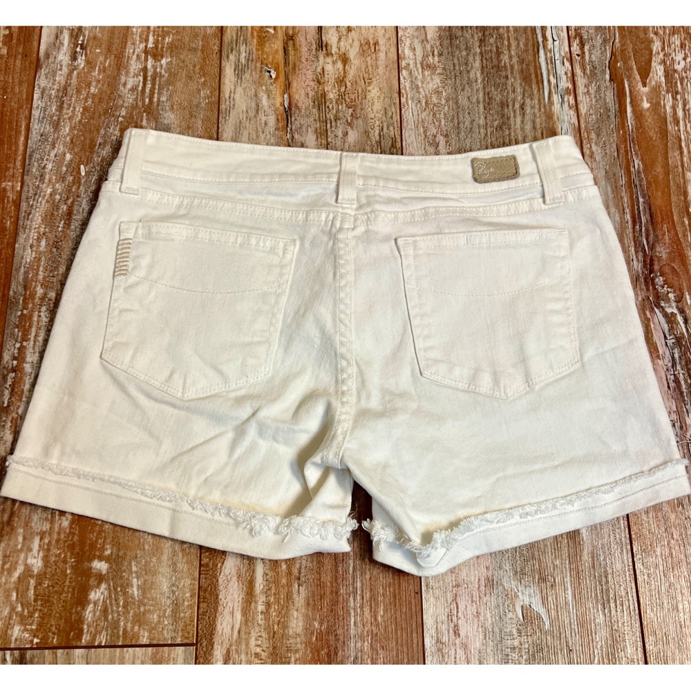 Paige Premium Denim White Cut Off Jean Shorts Frayed Hem Size 27 Low Rise - Picture 3 of 9